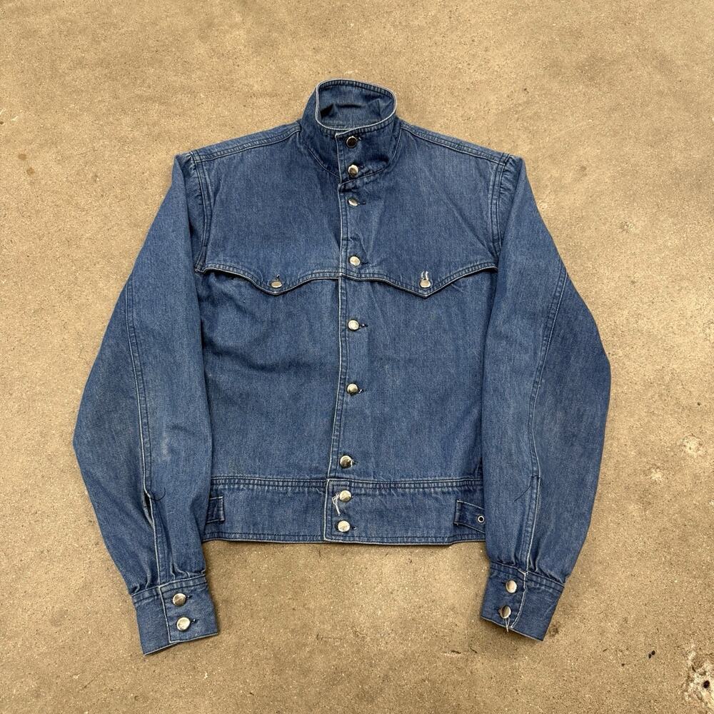 Vintage Willi Smith For Gabrielle Western Denim Button Jacket Blue Womens Small